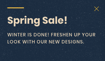 Pixelpop's Announcement popup advertising a spring sale.