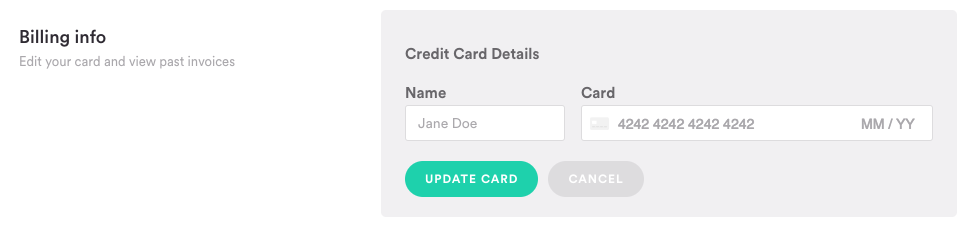 Settings within BigCommerce to edit billing information